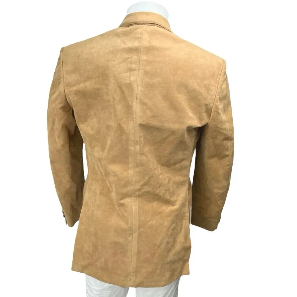 Pat Fitzgibbon Men's Brown Faux Suede Long Sleeve Blazer Suit Coat Jacket Size M
